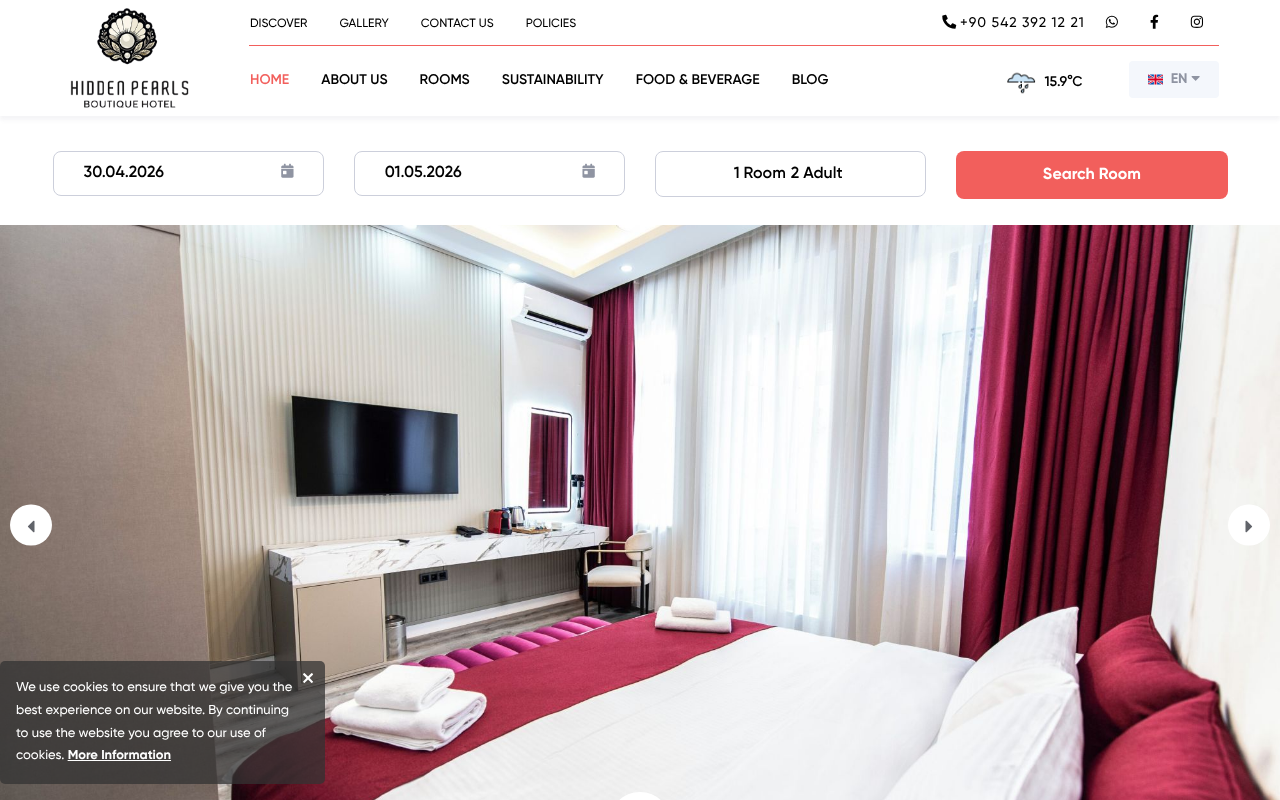 Hidden Pearls Boutique Hotel screenshot — 30 Apr 2026