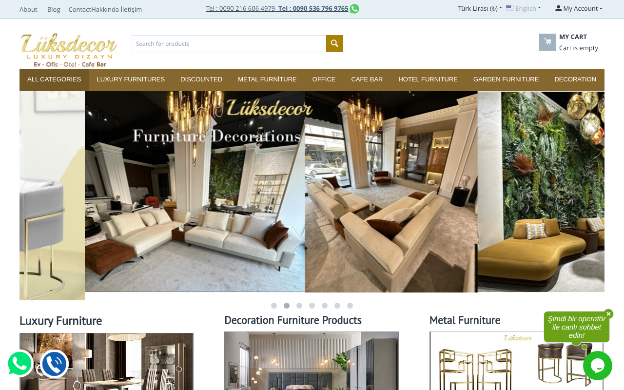 Lüksdecor Lüks Mobilya Üretimi & Ev Ofis Otel Cafe Bar screenshot — 30 Apr 2026