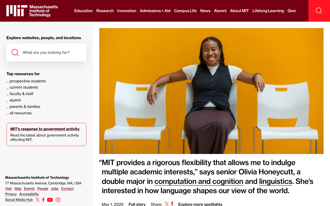 The Massachusetts Institute of Technology (MIT) screenshot