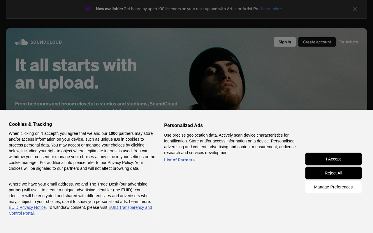 Stream and listen to music online for free with SoundCloud screenshot