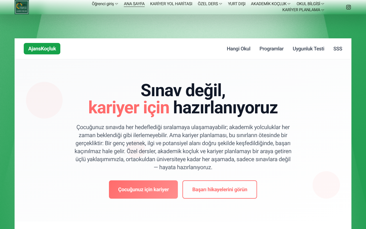 AJANS KOÇLUK öğrenci kariyer ofisi screenshot