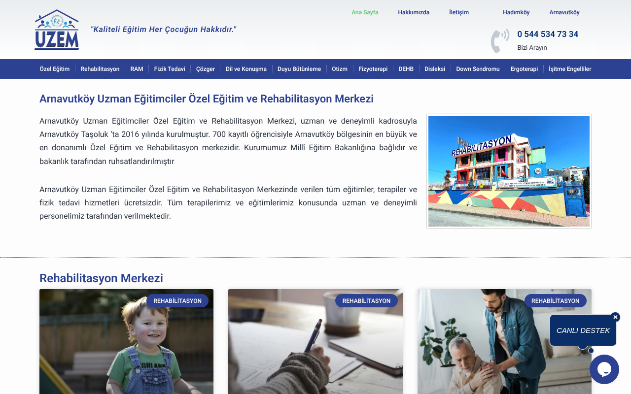 Arnavutköy Özel Eğitim Ve Rehabilitasyon Merkezi screenshot — 30 Apr 2026