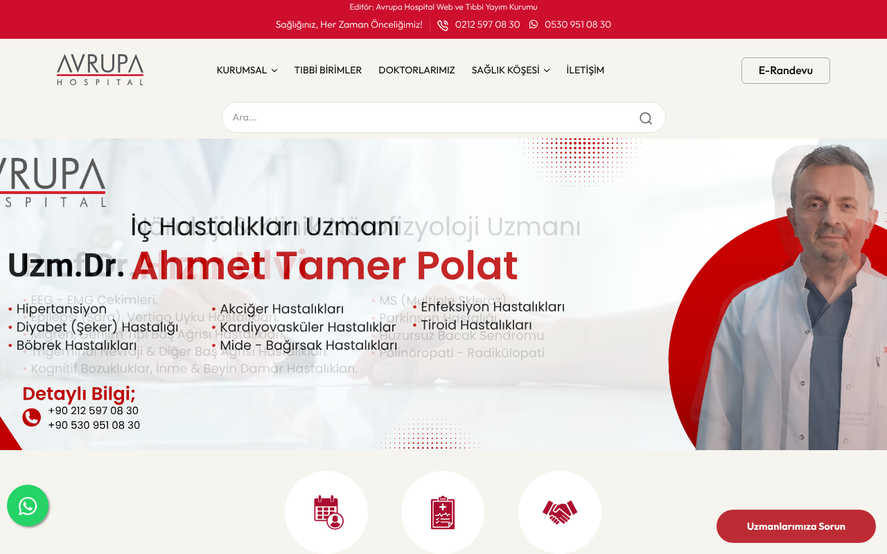 Arnavutköy Avrupa Hospital screenshot — 30 Apr 2026