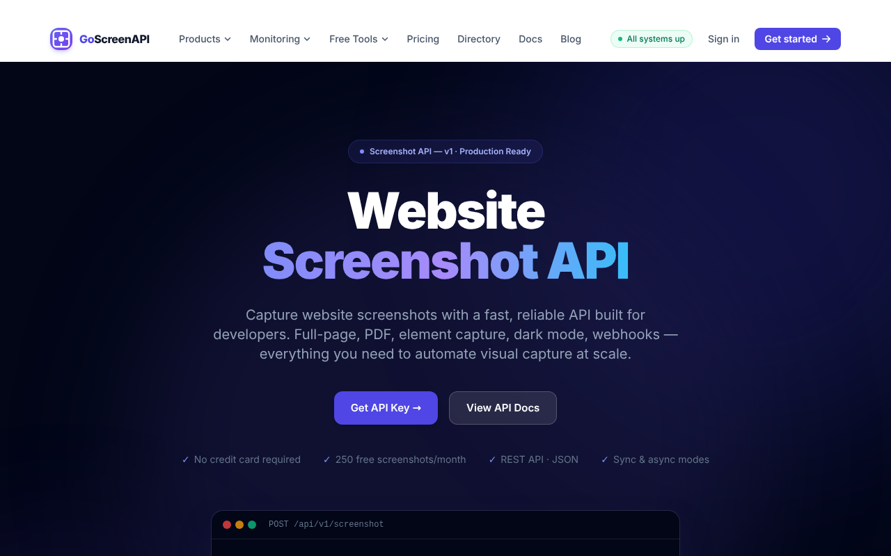 GoScreenAPI screenshot — 30 Apr 2026