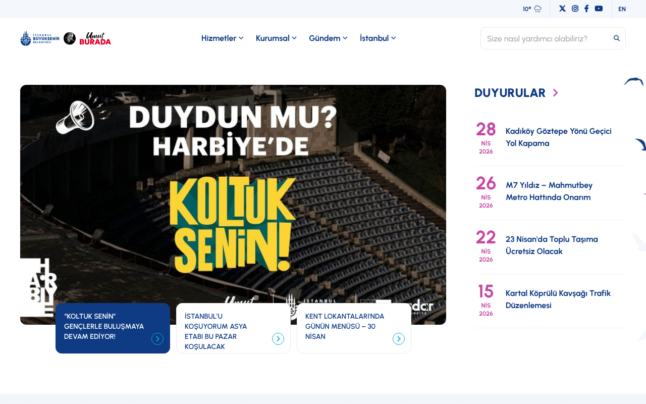 İstanbul Büyükşehir Belediyesi Kurumsal Web Sitesi screenshot