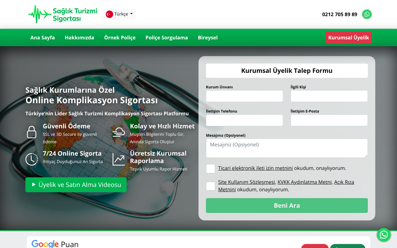 Online Sağlık Turizmi Komplikasyon Sigortası screenshot