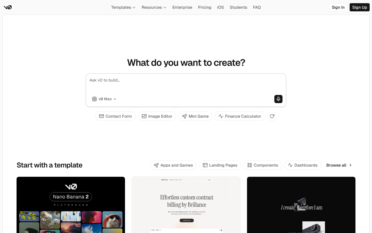 v0 by Vercel — Site Report