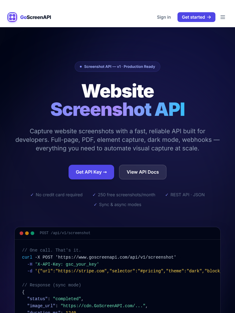 GoScreenAPI — Web Directory