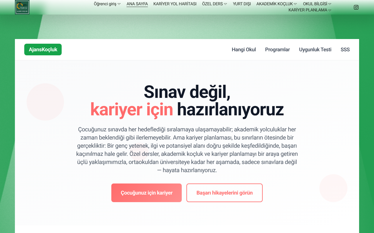 AJANS KOÇLUK öğrenci kariyer ofisi — Site Report