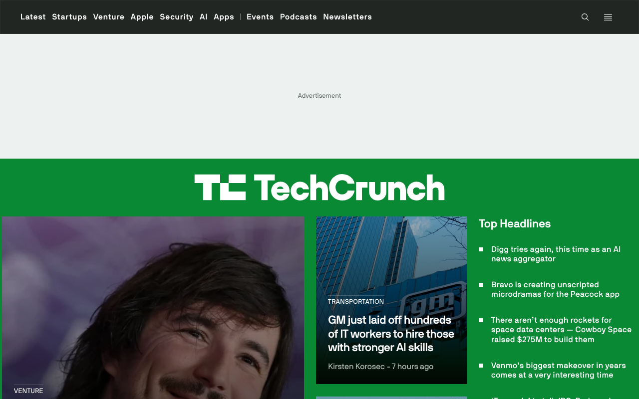 TechCrunch screenshot