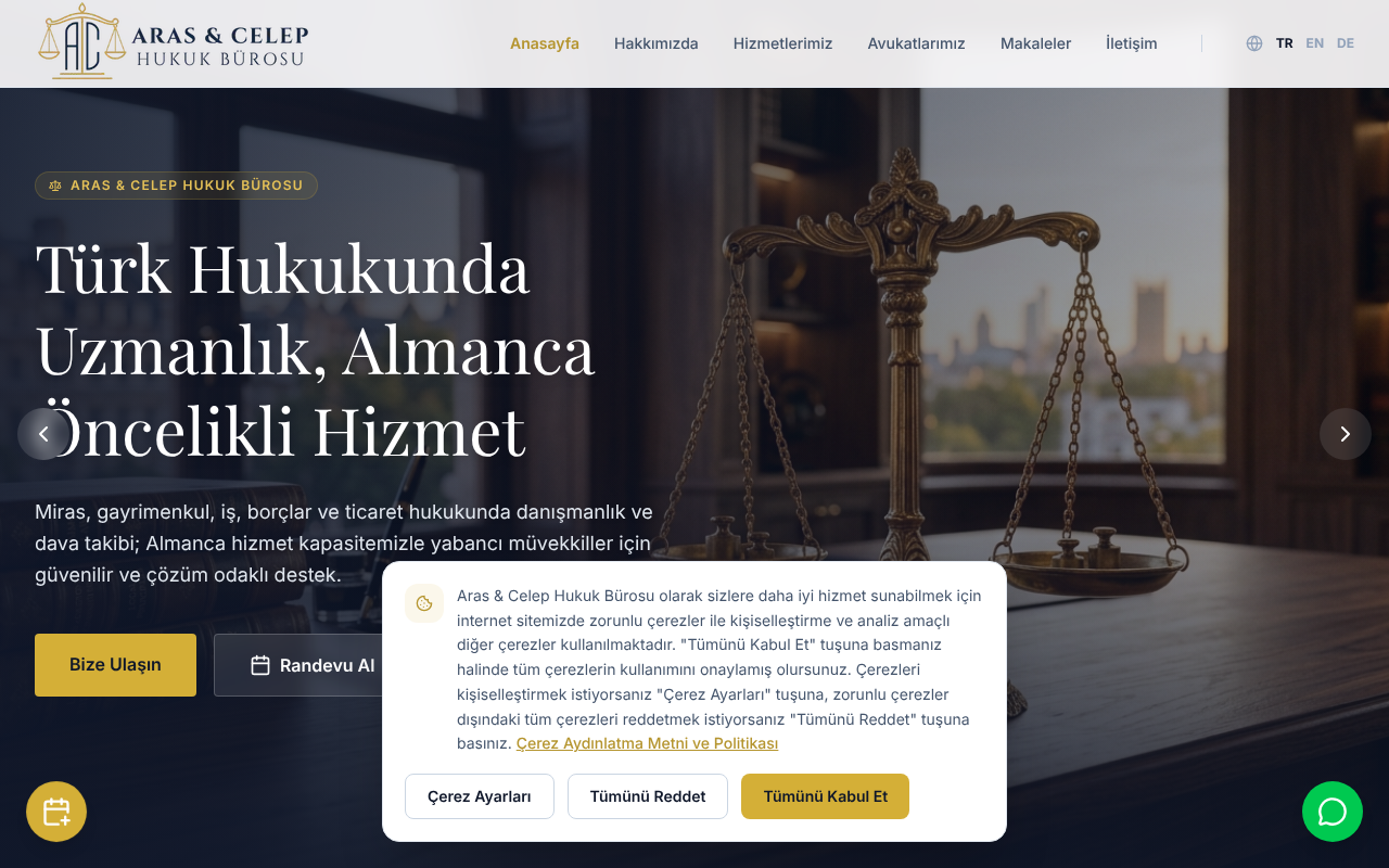 Aras & Celep Hukuk Bürosu screenshot