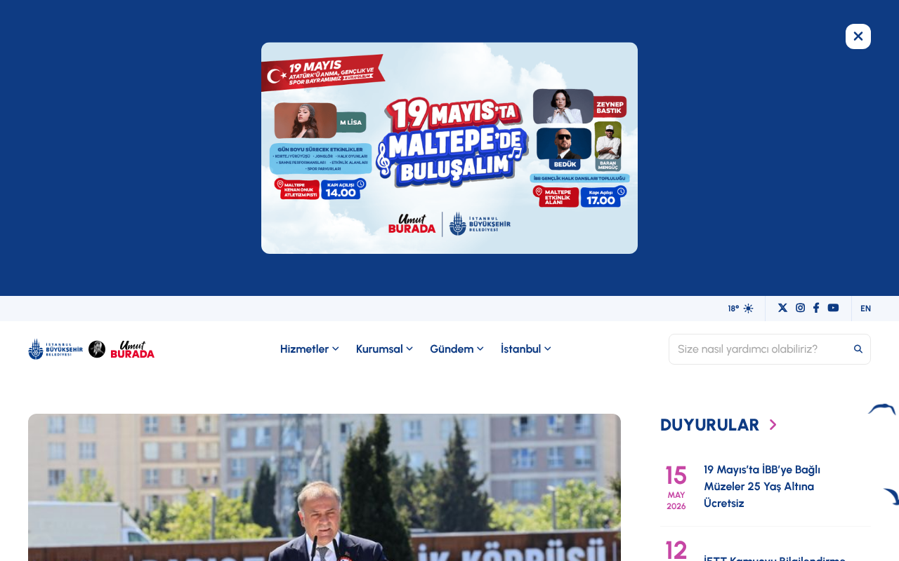 İstanbul Büyükşehir Belediyesi Kurumsal Web Sitesi screenshot