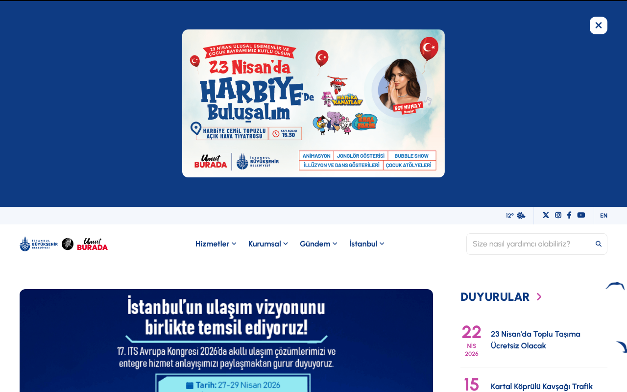 İstanbul Büyükşehir Belediyesi Kurumsal Web Sitesi — Web Directory