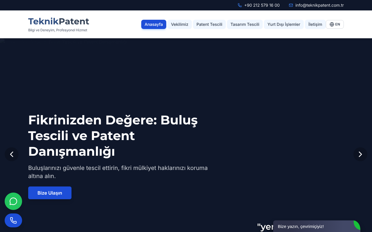 Teknik Patent Tescil ve Danışmanlık Hizmetleri