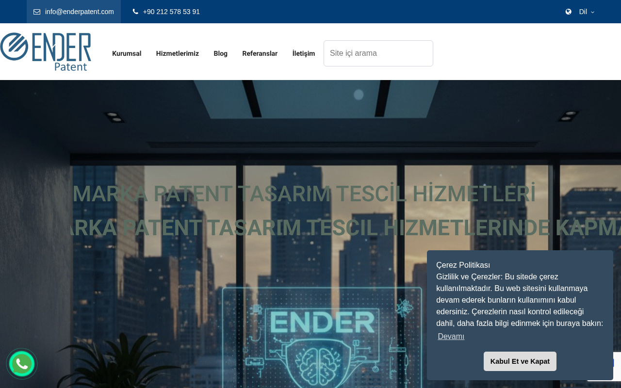 Ender Patent Marka ve Tasarım Tescili Müşavirlik Danışmanlık Hizmetleri screenshot