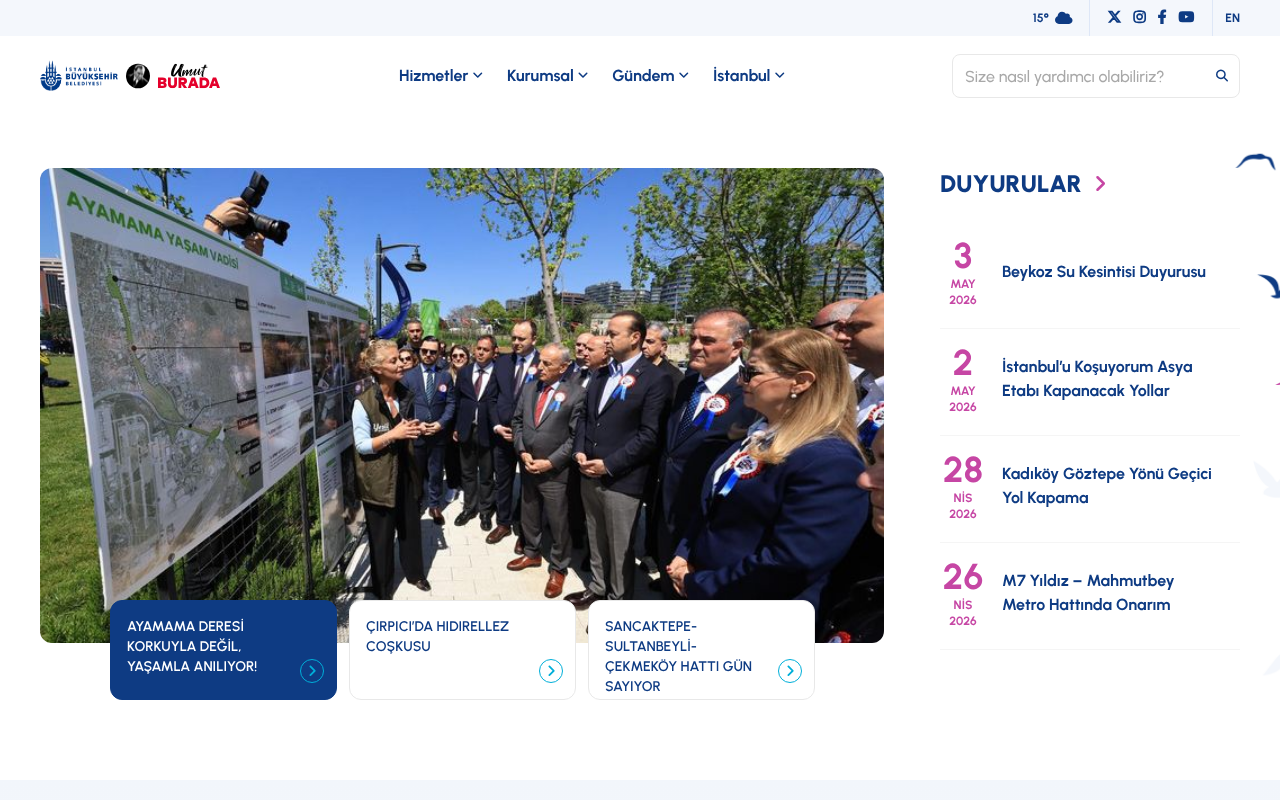 İstanbul Büyükşehir Belediyesi Kurumsal Web Sitesi screenshot