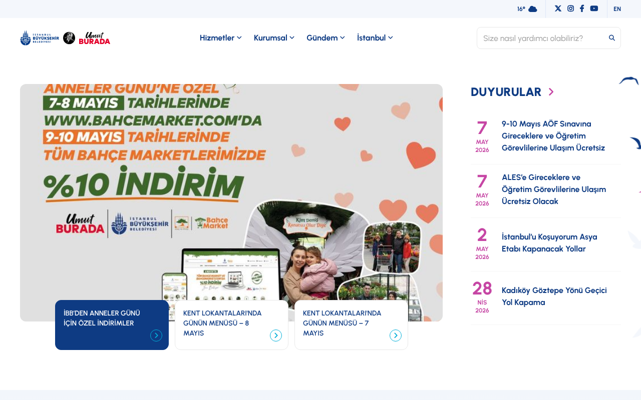 İstanbul Büyükşehir Belediyesi Kurumsal Web Sitesi screenshot