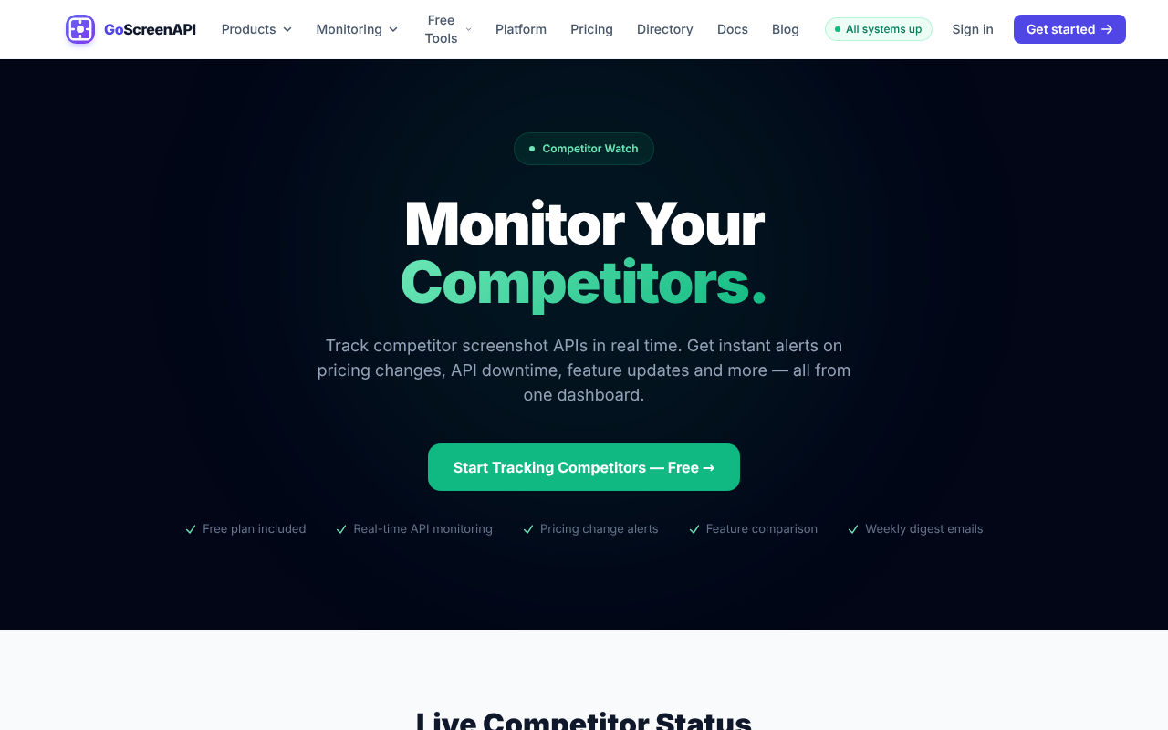 Competitor Watch — GoScreenAPI