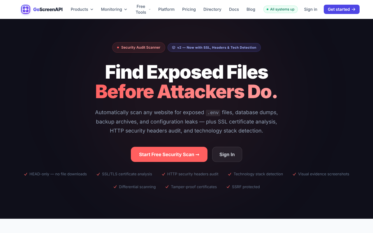 Security Audit v2 — GoScreenAPI
