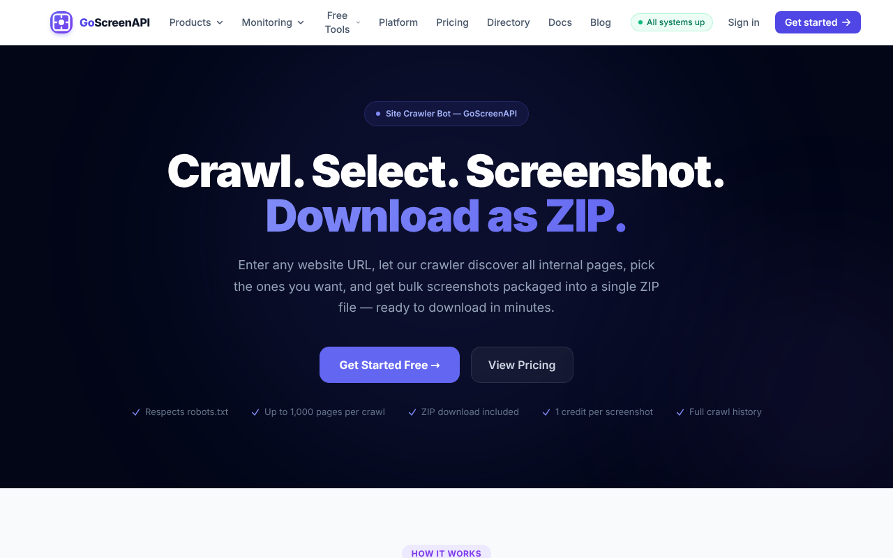 Site Crawler — GoScreenAPI